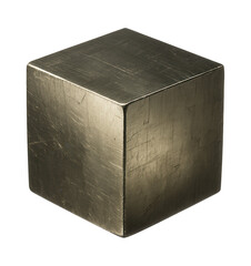 Iron pyrite cube with metallic luster and sharp, geometric edges