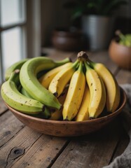 Boiled plantains and green bananas in a rustic bowl for West African New Year