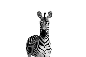 Striking Zebra Portrait: Monochrome, Isolated on Transparent PNG