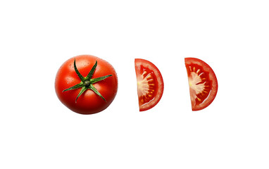Juicy Red Tomato: Whole and Sliced, Isolated on Transparent PNG