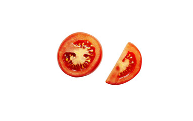 Juicy Red Tomato Slices Isolated on Transparent PNG, High-Resolution