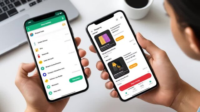 Dual smartphone display of shopping apps illustrating mobile ecommerce trends