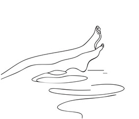 legs sticking out of the water. Line sketch