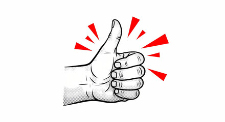 Thumbs Up Hand Drawn Illustration of Approval and Positive Feedback