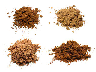 Collage photo of cocoa powder