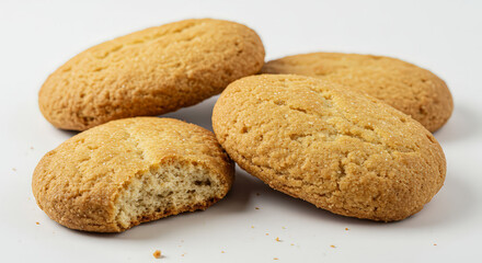 Naklejka premium Group of baked cookies on white background
