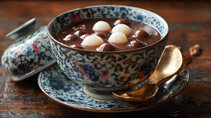 Traditional Sweet Asian Dessert Soup Recipe with Glutinous Rice Balls
