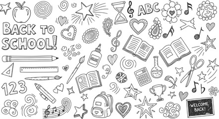 Back to school doodle vector illustration with education element background