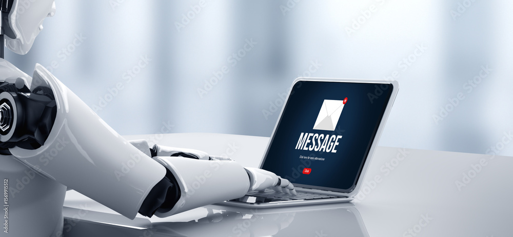 Poster email notification message showing on computer screen snugly. digital marketing message information 