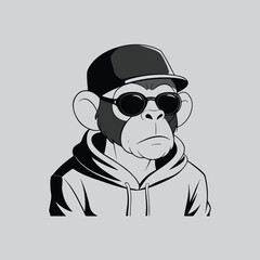 Attitude Monkey Character in Cap Clipart