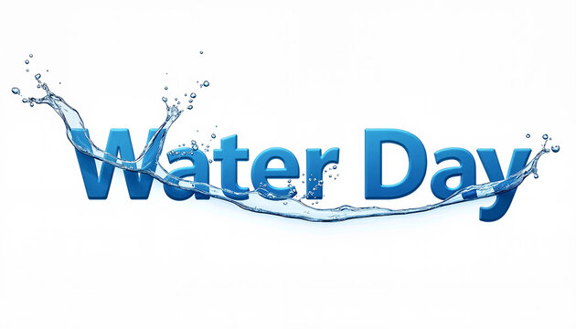 Water Day text with splashing water effect, vibrant and refreshing visual concept for environmental awareness.
