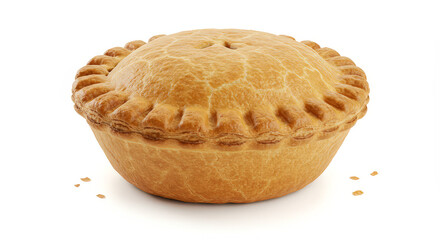 Baked meat pie isolated on white