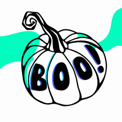 Halloween Pumpkin Illustration: Boo! Design Element