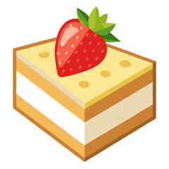 chocolate cake with strawberry vector white background