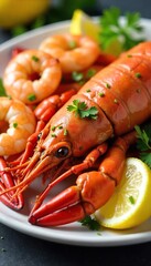 Luxurious Seafood Platter Fresh Shrimp, Lobster, and Crab for Summer Dining