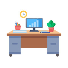 vector illustration of office desk