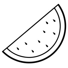 Watermelon slice line art vector illustration 