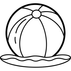 Beach ball on sand line art vector illustration 