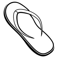 Flip flop sandal line art vector illustration 
