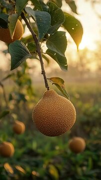 sapodilla on branch in uttar pradesh fields video