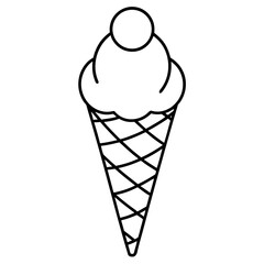 Single ice cream cone line art vector illustration 