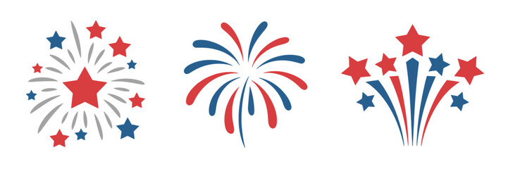 Obraz premium Red blue and gray starburst fireworks display vector graphic illustration symbol