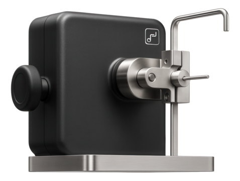 Compact benchtop wire bending machine with a manual feed and adjustable angle settings for educational purposes in a technical training center