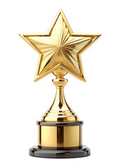 a golden trophy with a star on top  isolated on white background,png,ai generated.