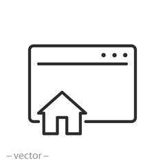 homepage icon, web page concept, user interface window, thin line symbol on white background - editable stroke vector illustration eps10