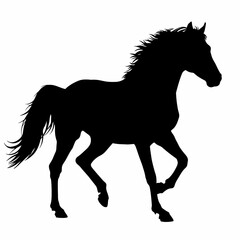 Obraz premium Majestic Horse Silhouette Elegant Black Stallion in Motion, Powerful Equine Artwork