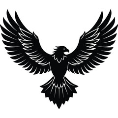 Obraz premium Flying eagle vector silhouette illustration with spread wings