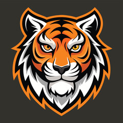 Tiger Head Vector Illustration with Bold Mascot Style and Fierce Expression
