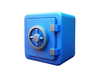 Blue Cubical Safe 3D Render Digital Security and Data Protection Concept on Transparent Background, 3d Clipart With Isolated Background