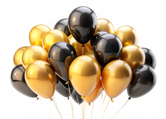 golden and black festival bloons  isolated on white background,png,ai generated.