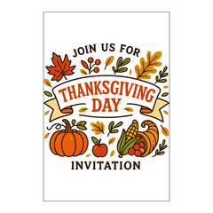 Thanksgiving Day Invitation Label Design
