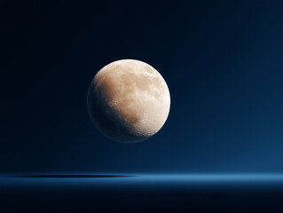 Lunar Glow: Witness the breathtaking beauty of the moon in this awe-inspiring image, revealing its textured surface and intricate details, suspended against the deep blue expanse of space.