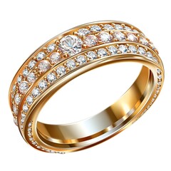 Elegant gold ring adorned with sparkling diamonds, perfect for a luxurious engagement or wedding