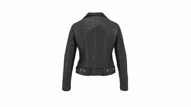 black female leather jacket template with front and back view in white background