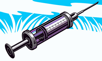 Detailed Illustration of a Glass Syringe