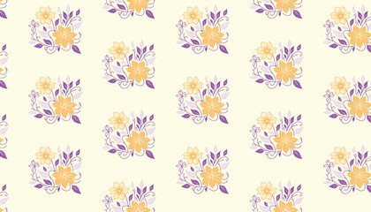 seamless floral pattern with single line flowers for fabric and surface design

