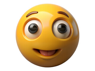 Fototapeta premium Playful Yellow 3D Emoji with Tongue Out on Transparent Background, 3d Clipart With Isolated Background