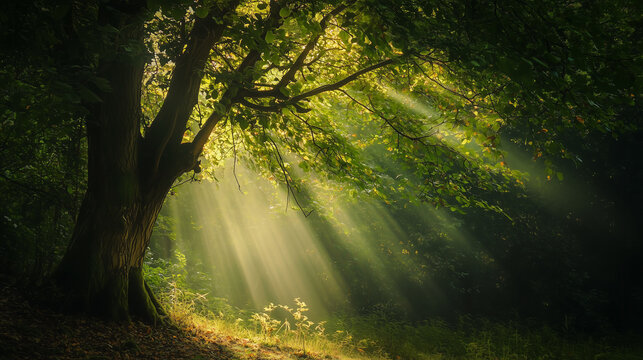 Green forest environment. Beautiful Forest - Powered by Adobe