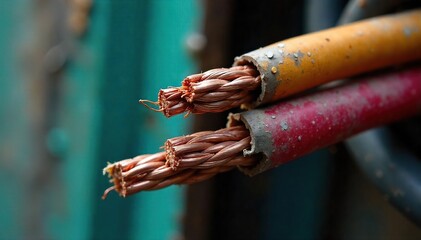 Damaged Electrical Wiring Exposed Copper and Frayed Insulation Pose Serious Home Fire Hazard.  Urgent Inspection and Repair Needed for Safety.