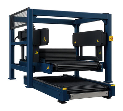 Inline palletizer with a shuttle car and layer squaring device for a textile production plant