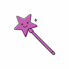 Purple Star Wand with Glitter Trail and Joyful Smile