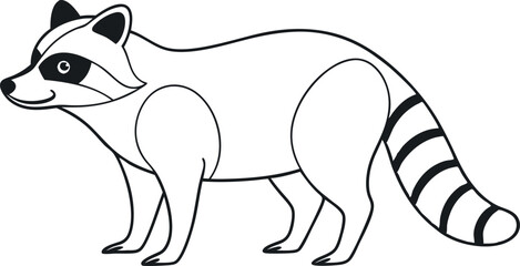 Minimal Raccoon Line Drawing for Clean Animal Vector Design