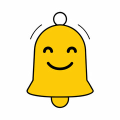 Yellow Bell with Ringing Motion Lines and Smiling Face