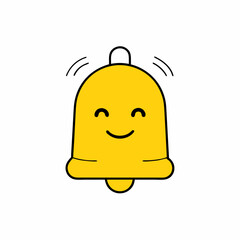 Yellow Bell with Ringing Motion Lines and Smiling Face