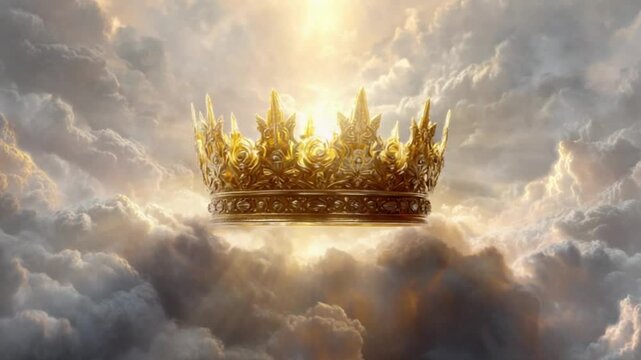 Golden crown in a cloudy sky