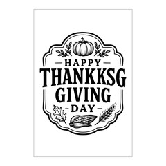 Thanksgiving Day Invitation Label Design Black And White